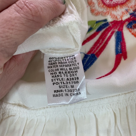 ❗️SALE❗️Cream Boho Embroidered Off Shoulder Top - Picture 4 of 5